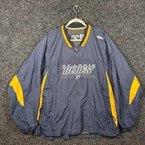 Vintage 90s St. Louis Blues CCM Pullover Windbreaker Navy Blue Yellow XL NHL